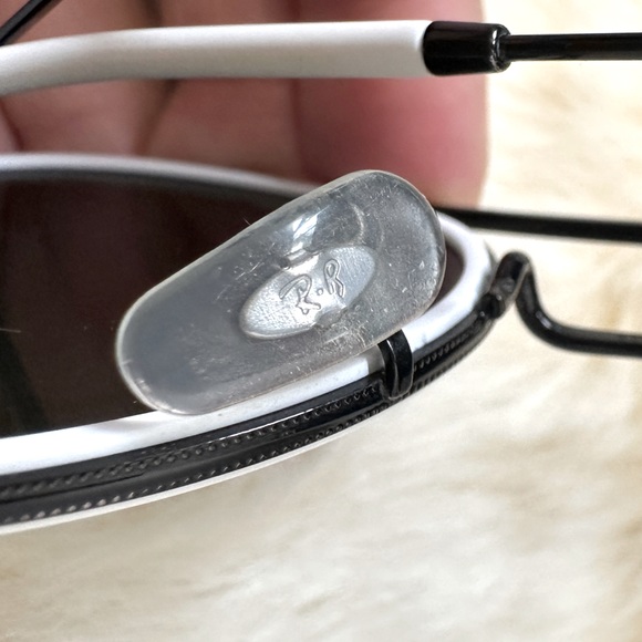 Ray Ban Round Double Bridge Customized Sunglasses | Black Frames White Trim - Picture 10 of 13